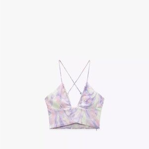 Zara Pastel Tie-Dye Strappy Crop Top